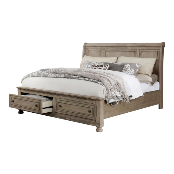 Rustic Farmhouse 3-Piece Queen Bedroom Set in Solid Grey Wood