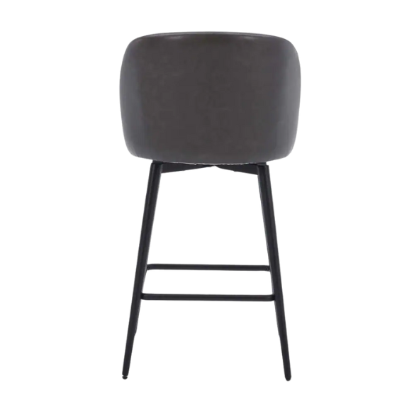 Set of 2 Counter Height Swivel Barstools – Mid-Century Modern Design, Padded Seat with High-Density Foam, 360° Swivel, Sturdy Iron Base, Footrest for Kitchen or Bar