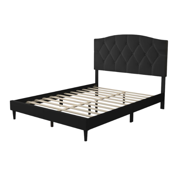 Modern Button-Tufted Queen Size Upholstered Platform Bed with Sleek Design