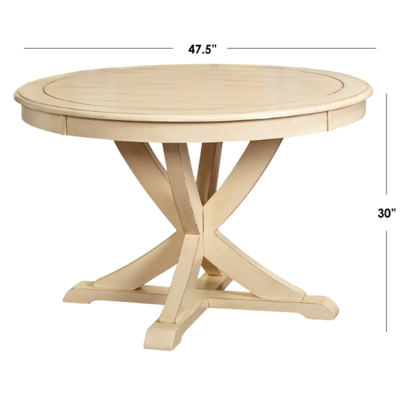 Charming Round Country-Style Dining Table – Cozy and Inviting with Beadboard Detailing