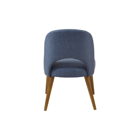 Textured Fabric Dining Side Chairs (Set of 2) – Solid Wood Frame with Mediterranean or Pecan Finish, High-Density Foam Fill & Rounded Back Design