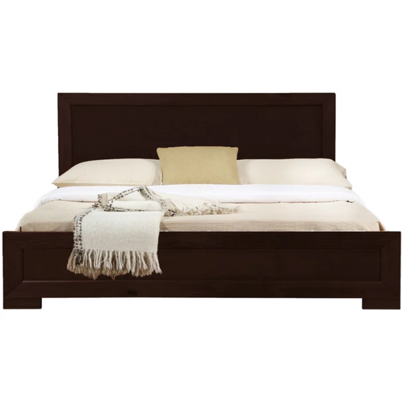 Neutral-Colored Solid Wood Queen Size Low Profile Platform Bed