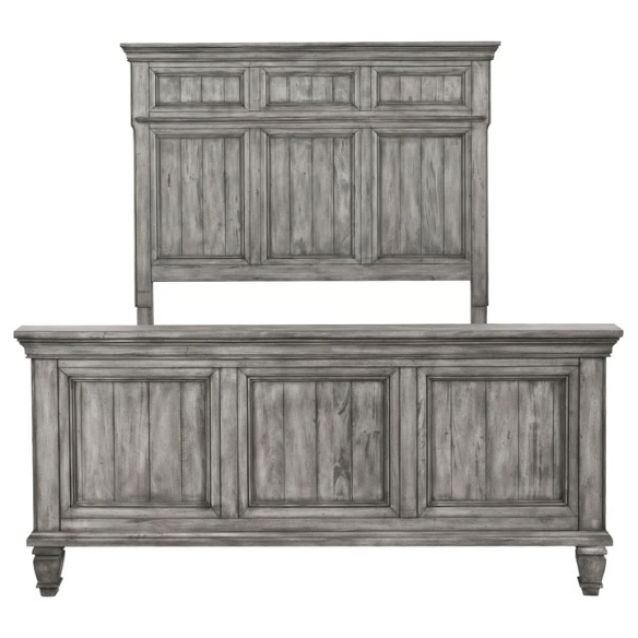 Exquisite Old-World Charm with Glamorous Flair – 5-Piece King Bedroom Set in Grey with Crown Molding, Felt-Lined Drawers, and Built-In Outlets