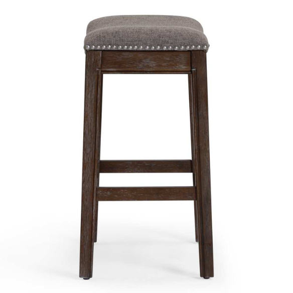 Saddle-Seat Wood Bar Stool with Upholstered Seat – Stylish and Durable Counter/Bar Stool in Weathered Natural or Distressed Espresso Finish