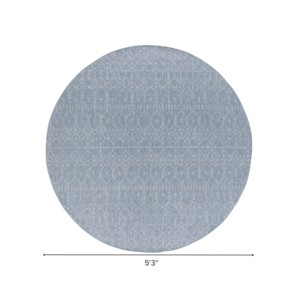Boho-Inspired Greyish Blue & Ivory Geometric Rug – Fade & Stain-Resistant, Low-Pile, Perfect for High-Traffic Indoor/Outdoor Spaces