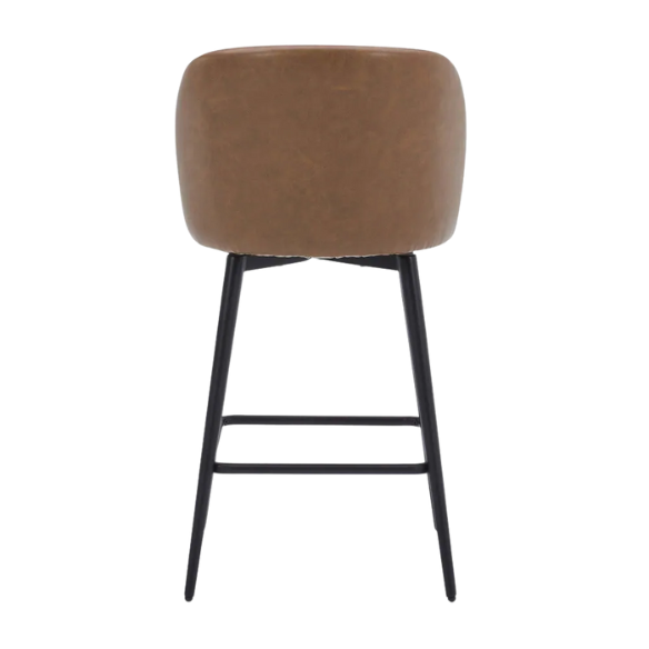 Set of 2 Counter Height Swivel Barstools – Mid-Century Modern Design, Padded Seat with High-Density Foam, 360° Swivel, Sturdy Iron Base, Footrest for Kitchen or Bar