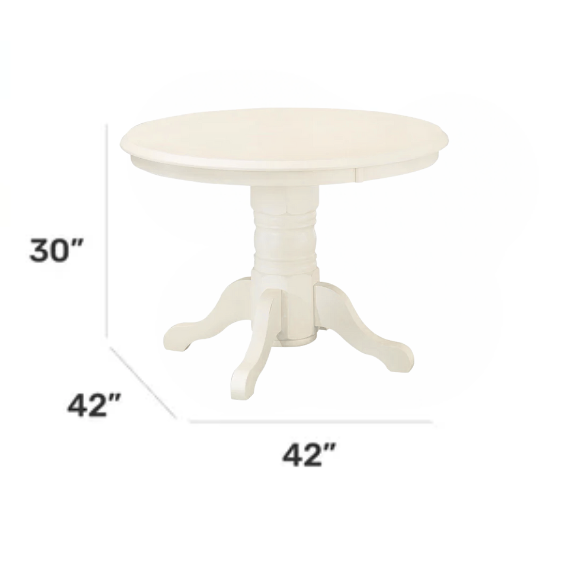 42" Round Pedestal Dining Table – Solid Hardwood Construction, Versatile Design, Seats 4