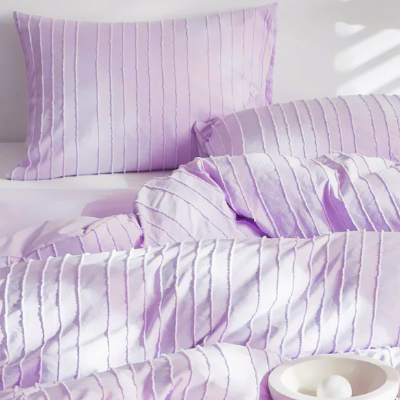 Luxurious Tufted Duvet Cover Set – Queen Size | Striped Textured Boho Bedding | Ultra-Soft Washed Microfiber | 3-Piece Set