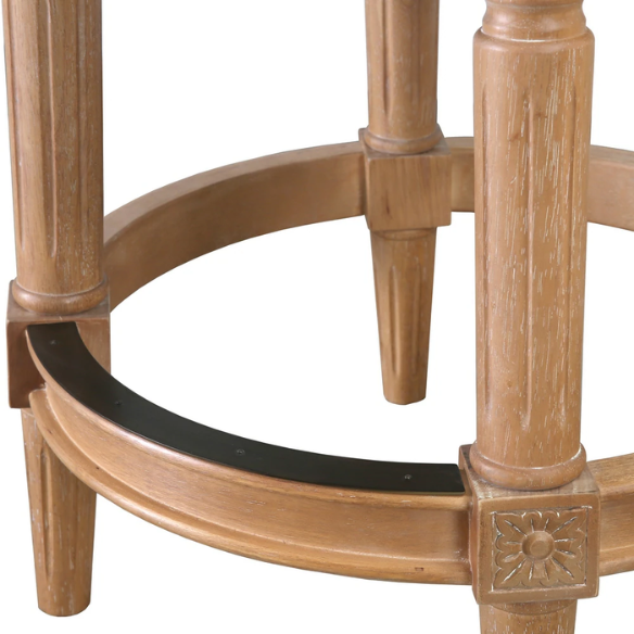 Swivel Bar-Height Stool with High Seat Back – Elegant Curved Back, 180° Automatic Return Swivel, Nail Head Trim, Metal Footrests, and Cushioned Foam Seat for Ultimate Comfort