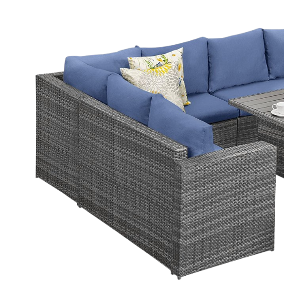 All-Weather Wicker Patio Furniture Set | Stylish Conversation Set with Cushioned Seats and Pillows | Perfect Outdoor Dining Solution