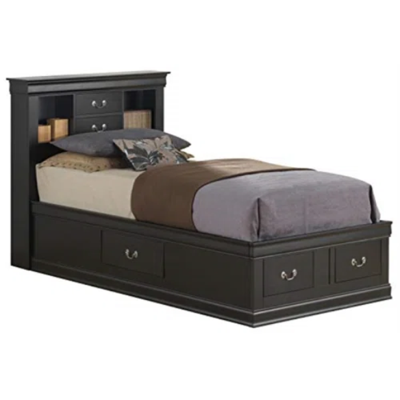 Wooden Bookcase Storage Twin Bed – Space-Saving Design with Stylish Shelving