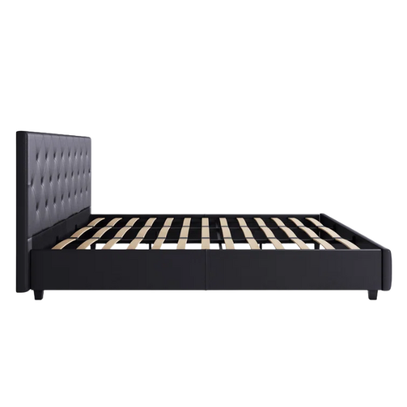 Luxurious Faux Leather Platform Bed – Full Double Size with Sleek Modern Design