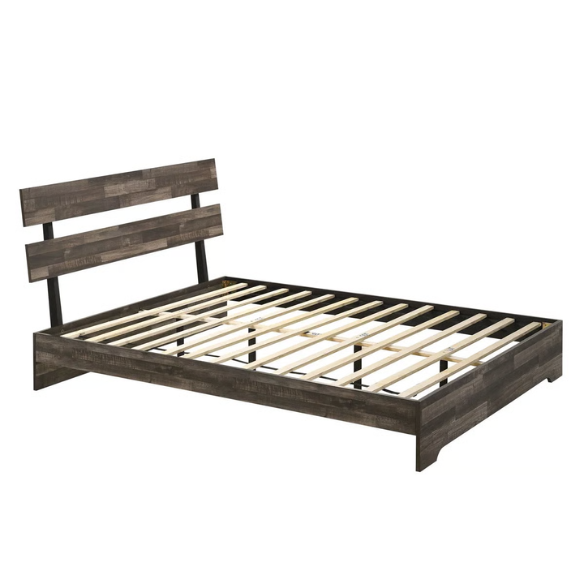 Rustic Gray 6-Piece Stone Platform Bedroom Set with Distressed Wood Finish for a Charming, Modern Look