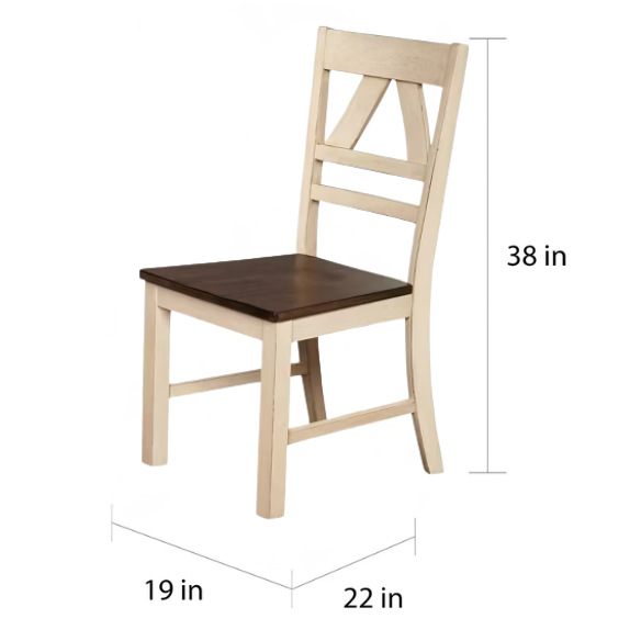 Charming Country-Style Dining Set with Rustic Appeal – Round Table & Geometric Back Chairs