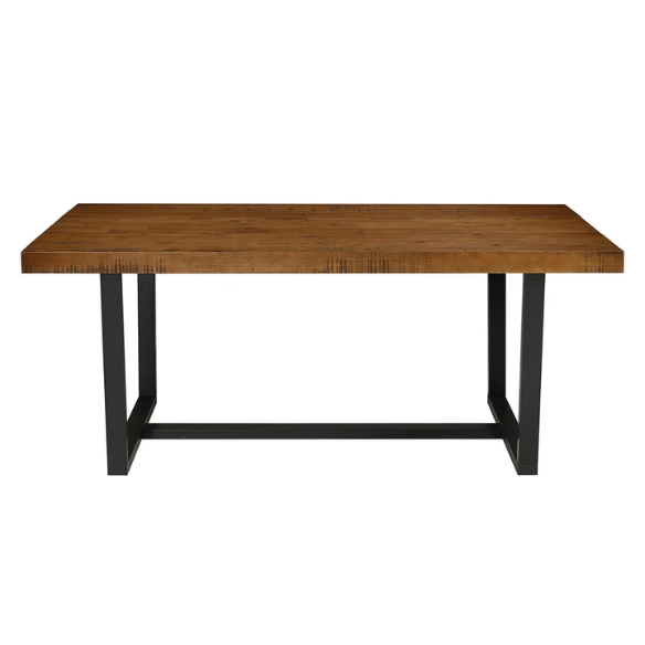 72-Inch Solid Wood Distressed Dining Table – Rustic Industrial Charm for Any Dining Room