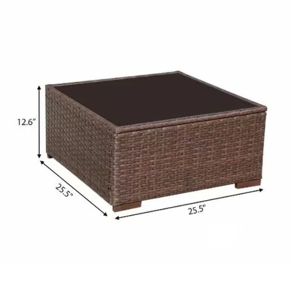 7-Piece Modular Patio Furniture Set | Wicker Outdoor Sectional Sofa with PE Rattan, Plush Pillowtop Cushions, and Coffee Table
