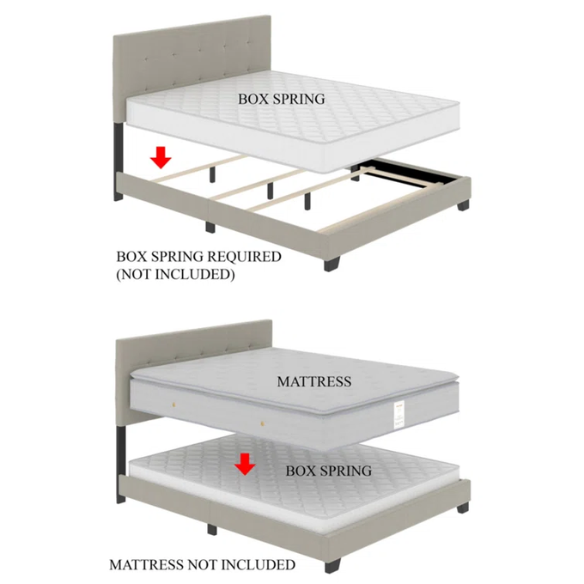 Sleek Upholstered Standard Bed – Full/Double Size in Solid Color Polyester with Stylish, Versatile Design