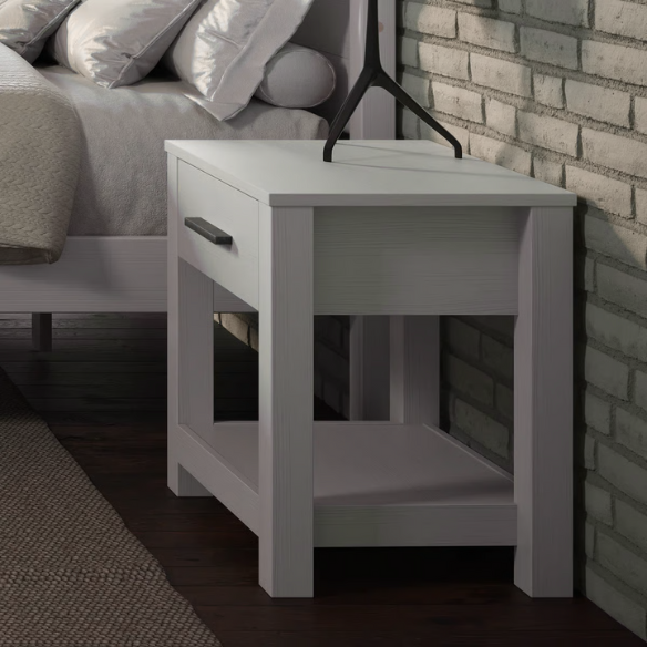 Rustic White King 5-Piece Solid Wood Bedroom Set – Bed, 2 Nightstands, 6-Drawer Dresser, and 5-Drawer Chest