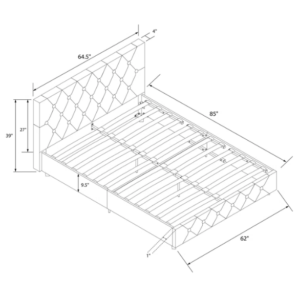 Luxurious Faux Leather Platform Bed – Full Double Size with Sleek Modern Design