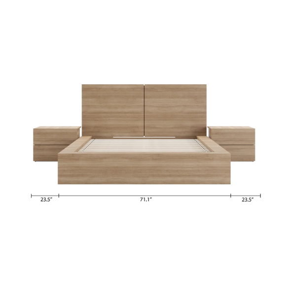 Elegant 3-Piece Wood Bedroom Set – Full Double Size Bed with Stylish Headboard and 2 Matching Nightstands