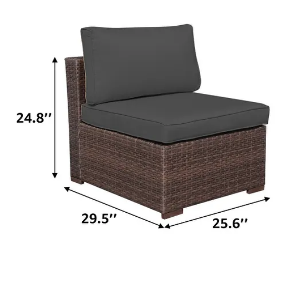 7-Piece Modular Patio Furniture Set | Wicker Outdoor Sectional Sofa with PE Rattan, Plush Pillowtop Cushions, and Coffee Table
