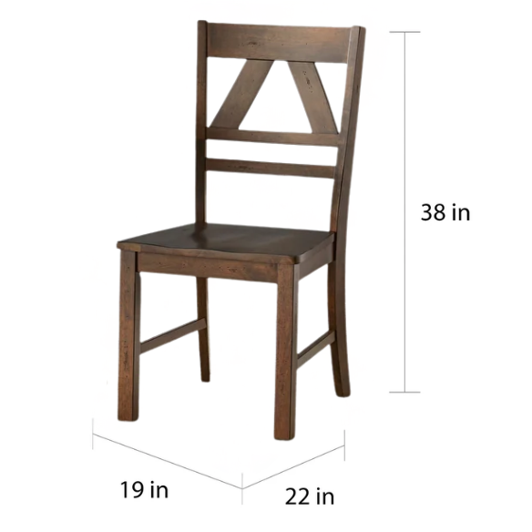 Charming Country-Style Dining Set with Rustic Appeal – Round Table & Geometric Back Chairs