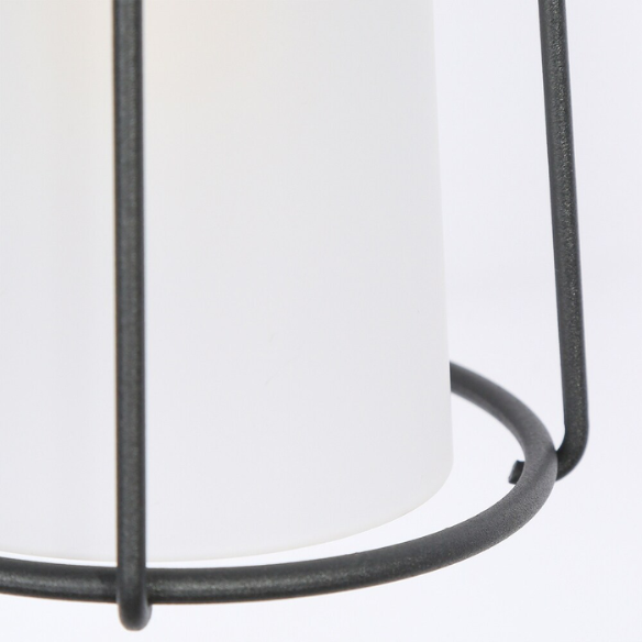 1-Light Farmhouse Black Outdoor Wall Sconce – Cylindrical LED Glass Shade, Dimmable, Textured Finish for Porch, Garage & Exterior Spaces