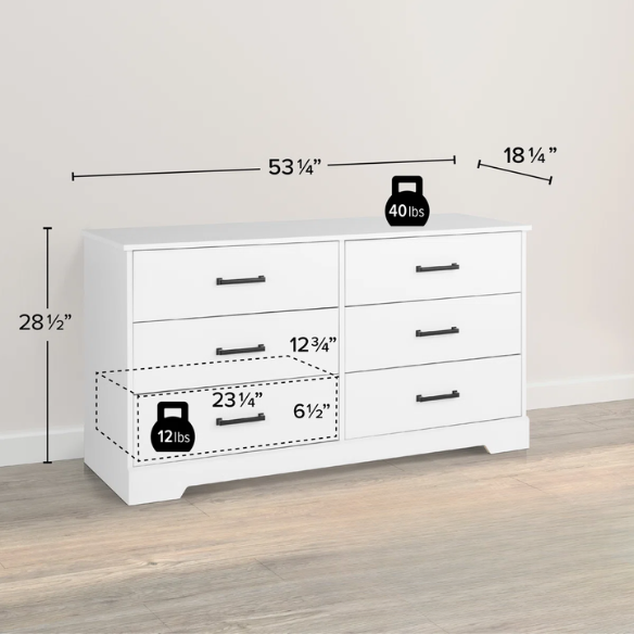Rustic Modern 6-Drawer 53.25" W Double Dresser with Timeless Farmhouse Charm