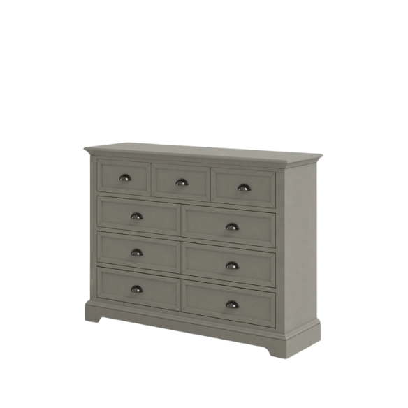 Traditional 9-Drawer Double Dresser with Beveled Edges, Picture Frame-Style Drawers