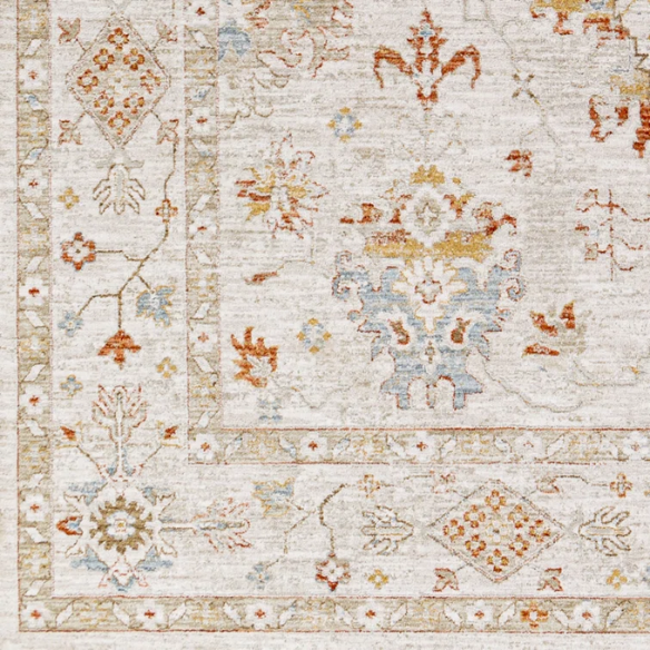 Elegant Oriental Rug – Stain-Resistant, High-Low Pile, Machine Woven with Fringed Detailing