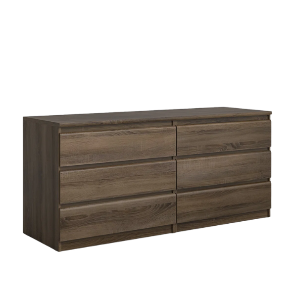 Versatile 60.5" 6-Drawer Double Dresser with Smooth Metal Glides and Clean-Lined Silhouette