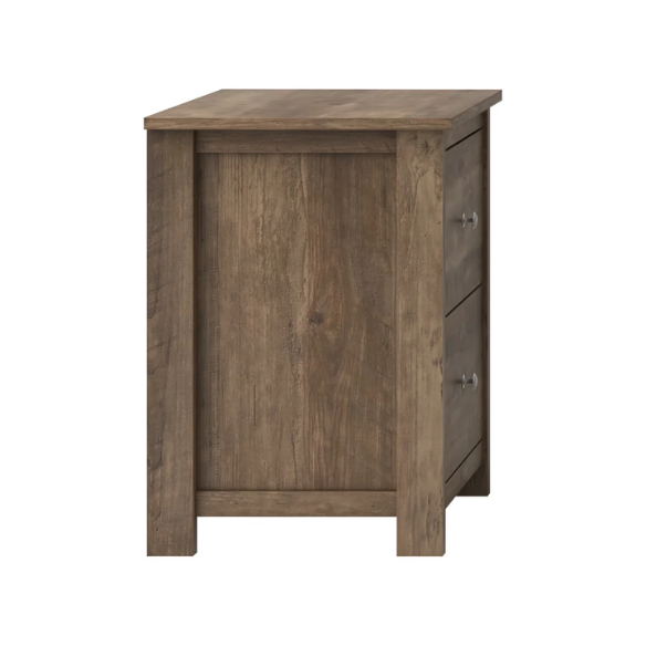 2-Drawer Nightstand – Neutral Engineered Wood, Streamlined Rectangular Design, Four Block Legs, Convenient Storage with Roller-Glide Drawers & Metal Knobs, Perfect for Traditional & Contemporary Bedroom