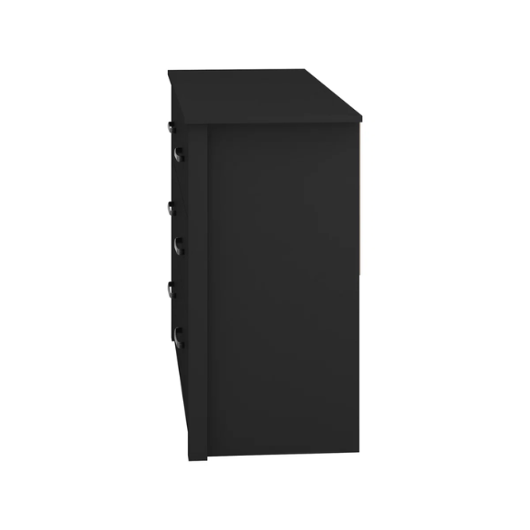 Modern 6-Drawer Double Dresser with Flared Feet and Sleek Black Metal Handles