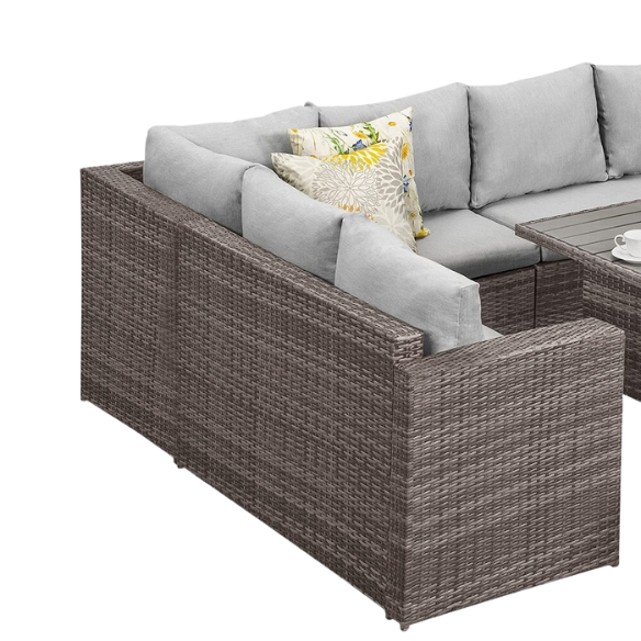 All-Weather Wicker Patio Furniture Set | Stylish Conversation Set with Cushioned Seats and Pillows | Perfect Outdoor Dining Solution