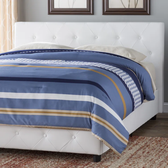 Luxurious Faux Leather Platform Bed – Full Double Size with Sleek Modern Design