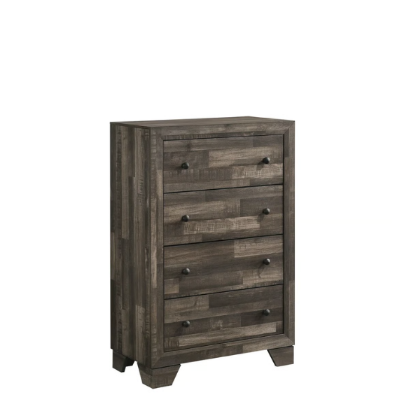 Rustic Gray 6-Piece Stone Platform Bedroom Set with Distressed Wood Finish for a Charming, Modern Look