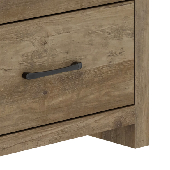 Modern 6-Drawer Double Dresser with Flared Feet and Sleek Black Metal Handles