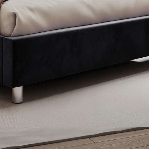 Velvet Upholstered Queen Size Platform Bed with Tufted Button Detail on Headboard