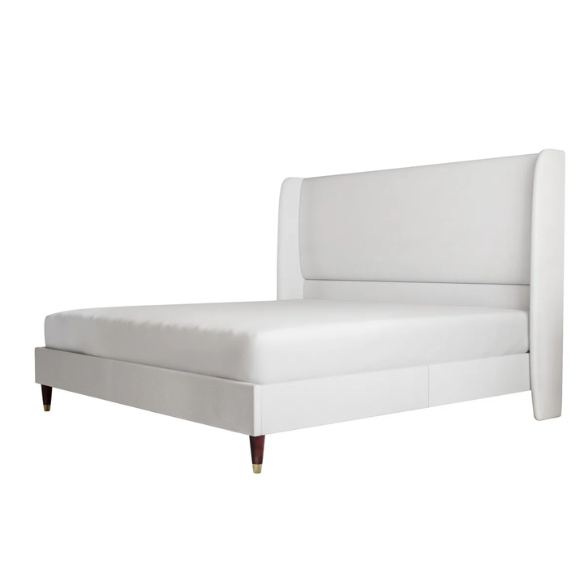 Queen Size Sleek and Minimalist Upholstered Platform Bed with Soft Linen Fabric – Elegant and Modern Design