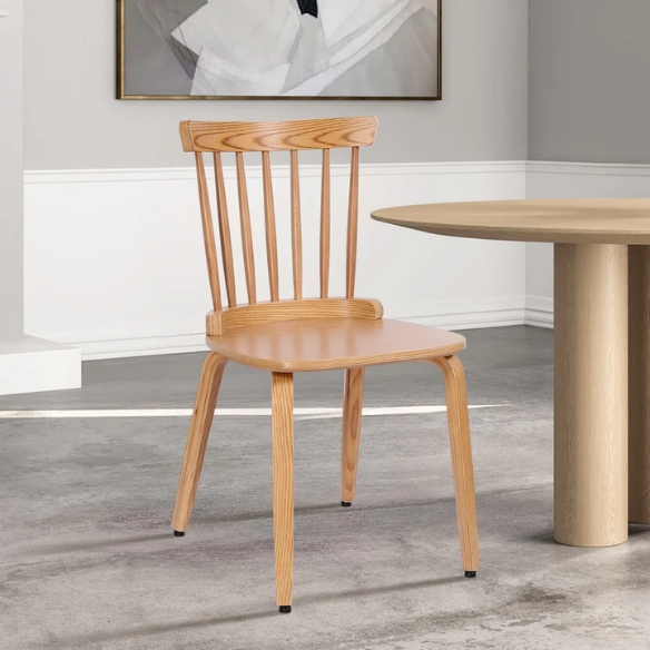 Solid Wood Slat Back Windsor Dining Chairs (Set of 2) – Sturdy, Eco-Friendly Construction with Ergonomic Backrest & Adjustable Foot Pads