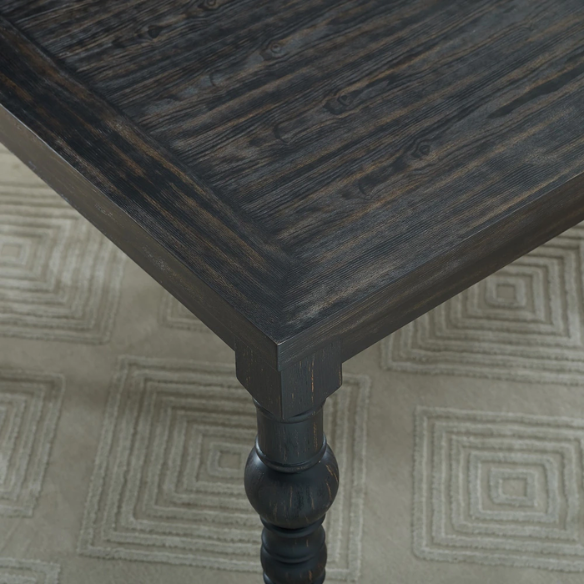 7-Piece Dark-Wash Wood Dining Set with Turned Legs – Classic Traditional Style with Distressed Finish