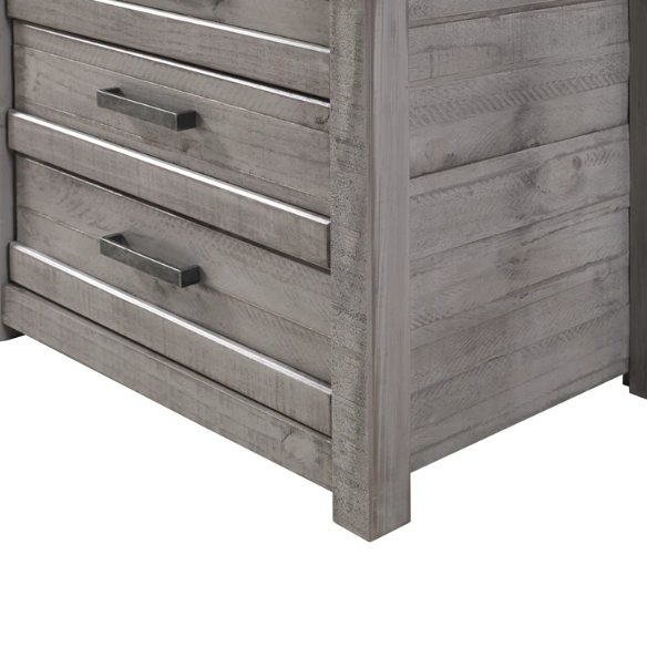 3-Drawer Solid Wood Nightstand – Rustic Distressed Finish, Clean-Lined Plank Design, Metal Hardware for Easy Access, Perfect for Storing Bedside Essentials in Traditional Bedrooms