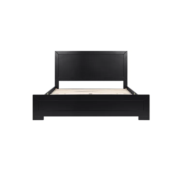 Neutral-Colored Solid Wood Queen Size Low Profile Platform Bed