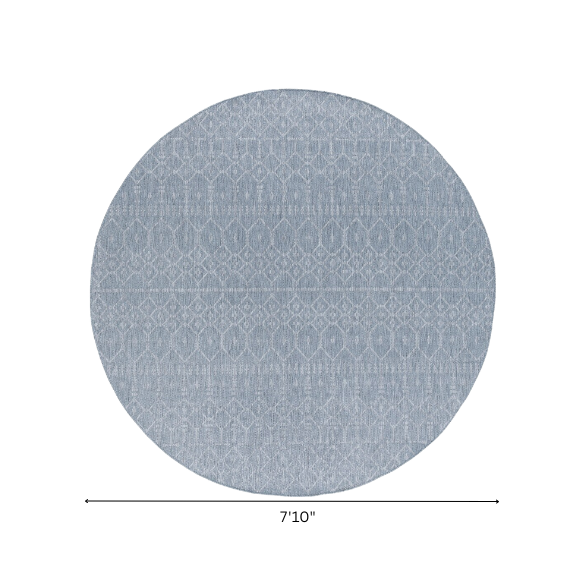 Boho-Inspired Greyish Blue & Ivory Geometric Rug – Fade & Stain-Resistant, Low-Pile, Perfect for High-Traffic Indoor/Outdoor Spaces