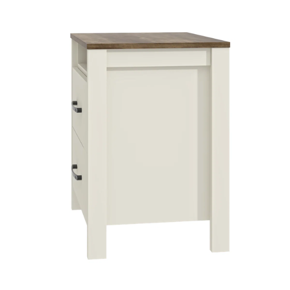 22.7" 2-Drawer Nightstand – Space-Saving Modern Minimalism, Engineered Wood with Clean-Lined Silhouette, Neutral Finish, Open Cubby & 2 Spacious Drawers for Bedroom Storage, Ideal for Tech & Accessories