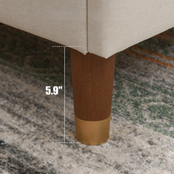 Elegant Linen Wingback Upholstered Platform Bed Frame – Luxurious Full Double Size Design with Gold Piping, Sturdy Support, and Effortless Assembly