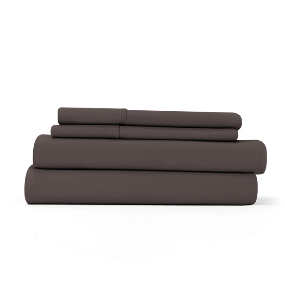 Brown Deep Pocket Microfiber Sheet Set – 4-Piece Soft, Wrinkle-Free Bedding with Pillowcases