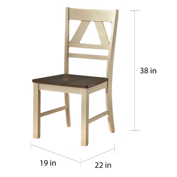 Charming Country-Style Dining Set with Rustic Appeal – Round Table & Geometric Back Chairs