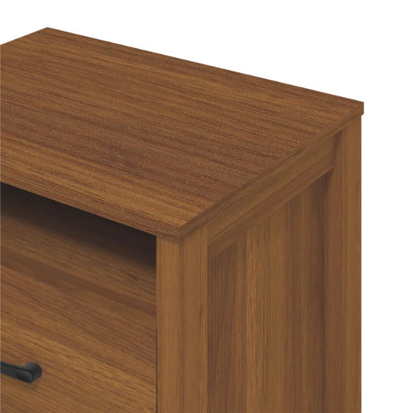 22.7" 2-Drawer Nightstand – Space-Saving Modern Minimalism, Engineered Wood with Clean-Lined Silhouette, Neutral Finish, Open Cubby & 2 Spacious Drawers for Bedroom Storage, Ideal for Tech & Accessories