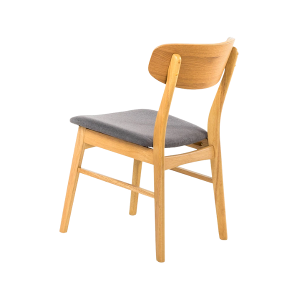 Mid-Century Modern 5-Piece Dining Set – Smooth Wood Finish with Cushioned Fabric Chairs for Comfort & Style